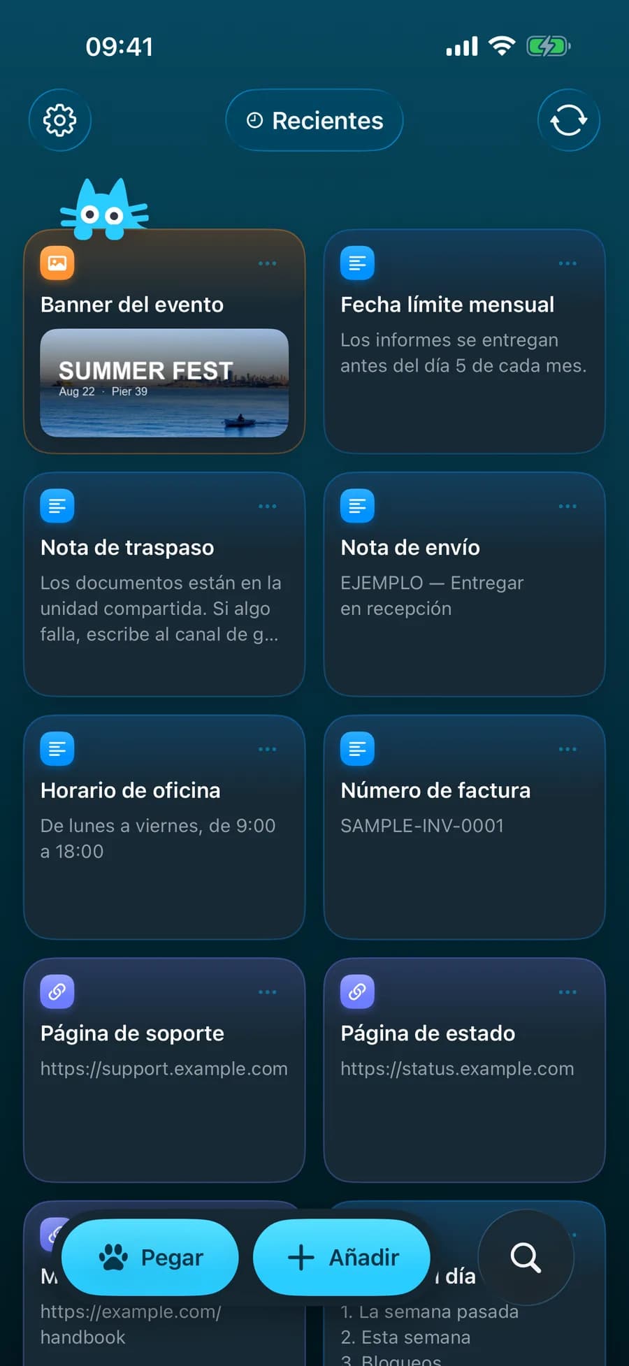 Captura de la pantalla principal de la app