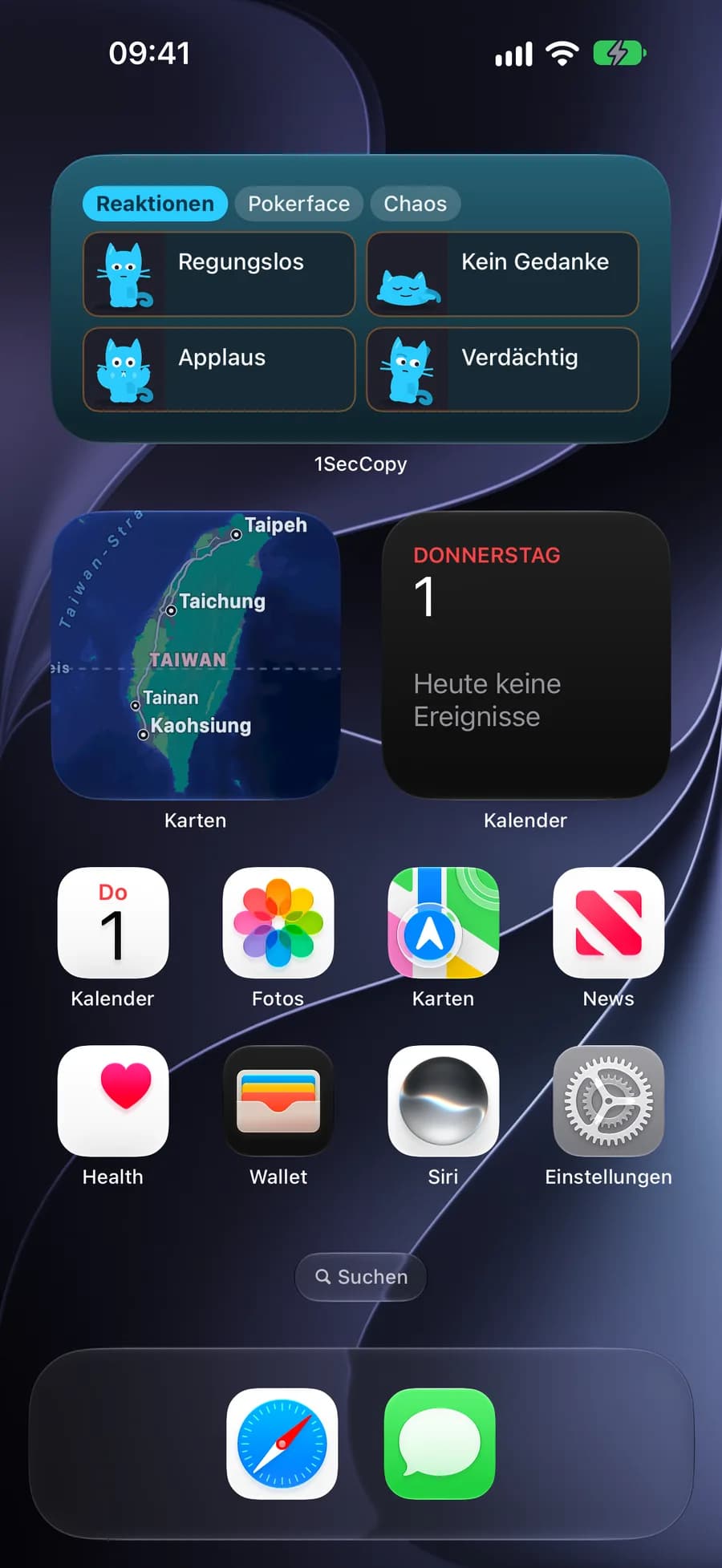 Quick-Copy-Widget mit Reaktionsbildern auf dem iPhone
