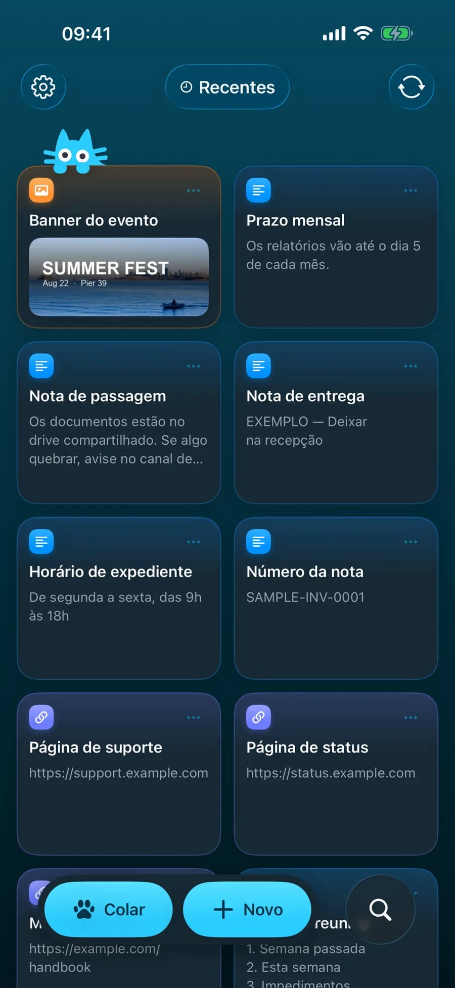 Captura da tela principal do app